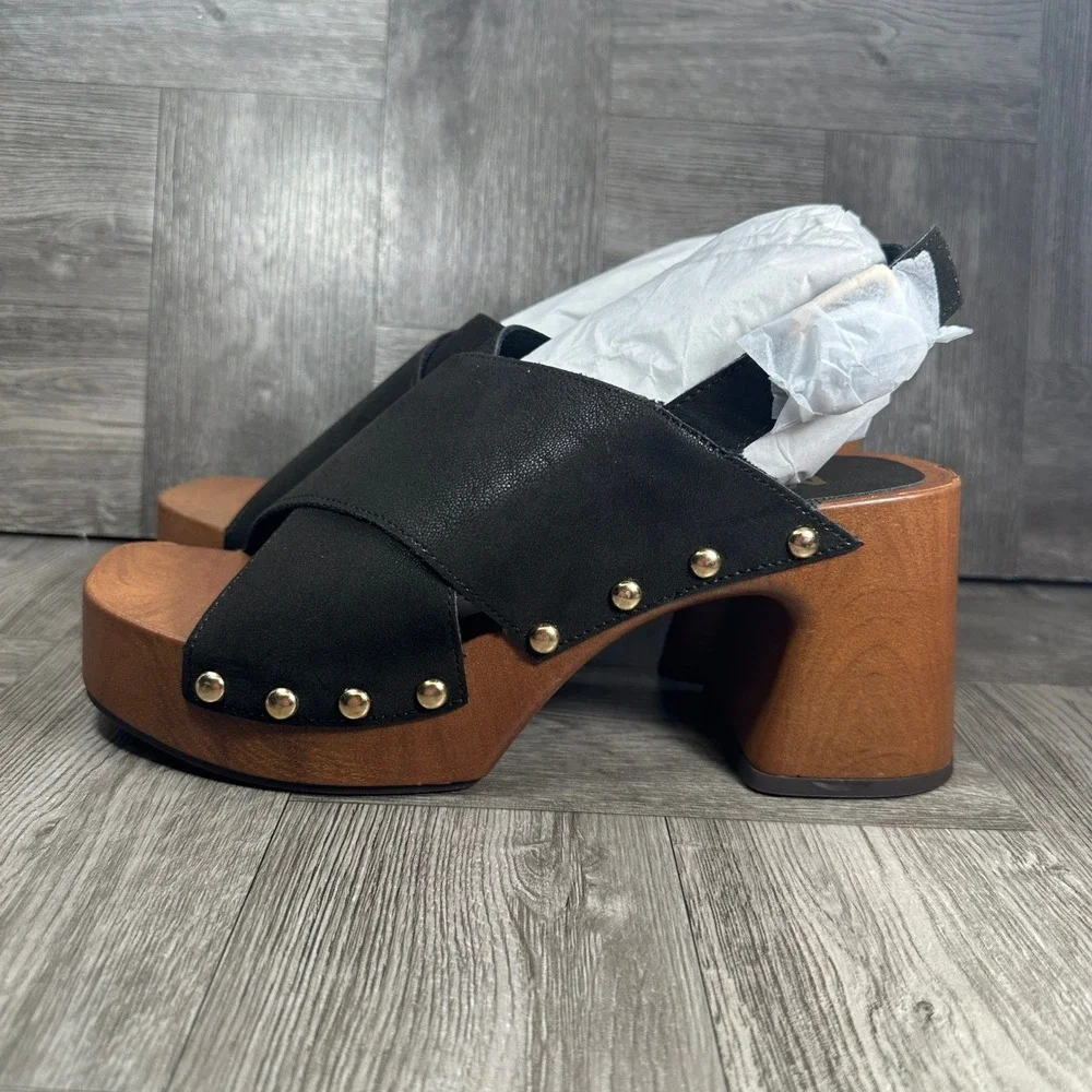 MIA Liarra Platform Clog Sandals Women 7 Black Studded Slingback NEW